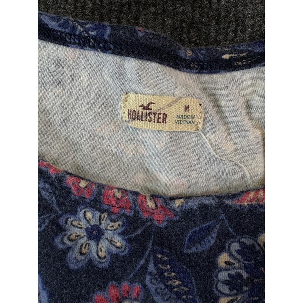 Hollister Women Navy Blue Pink Floral Skater Dress Cap Sleeve Mini Medium 2493 - Picture 2 of 7